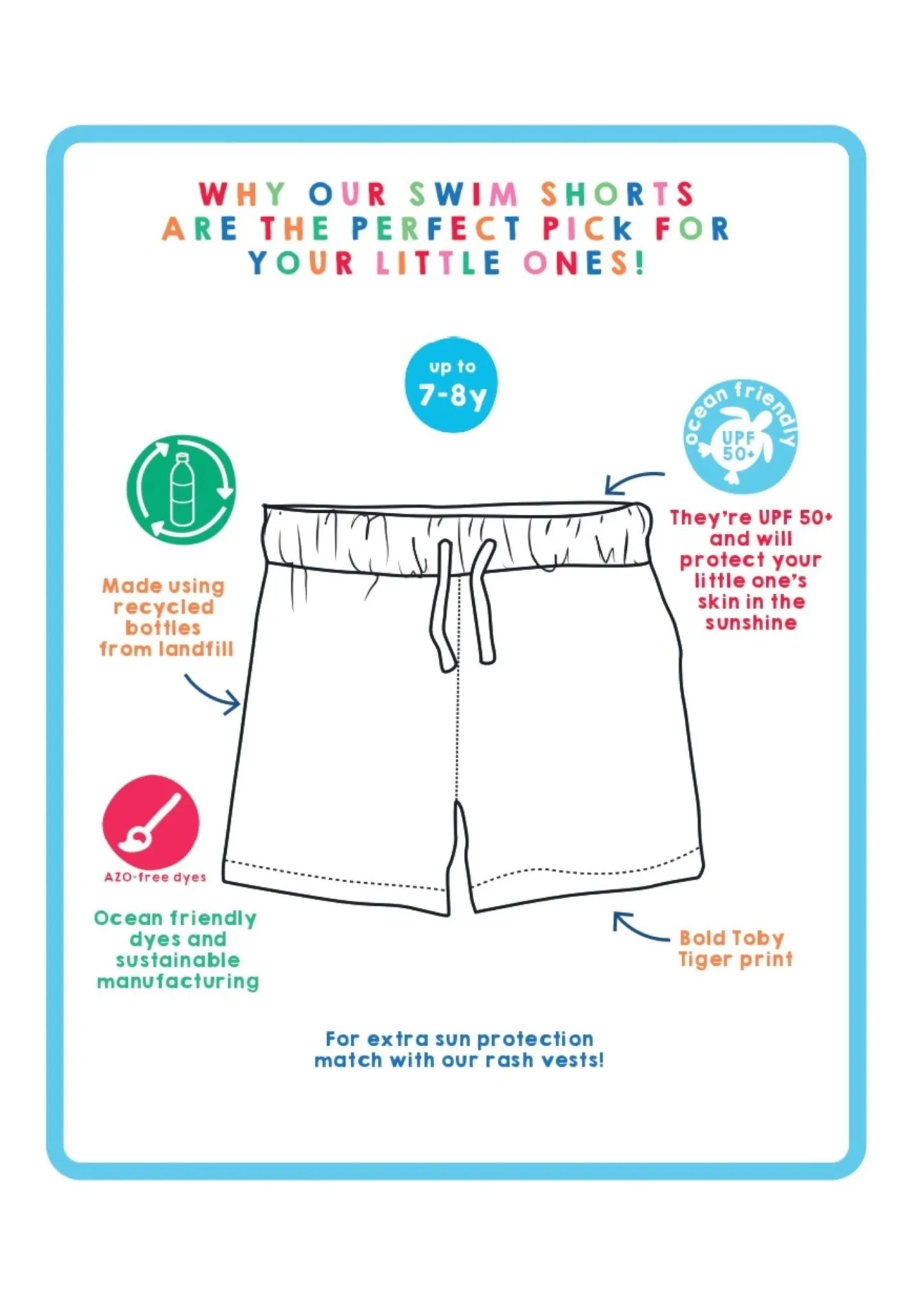 Happy Stripe Print Kids' Swim Shorts