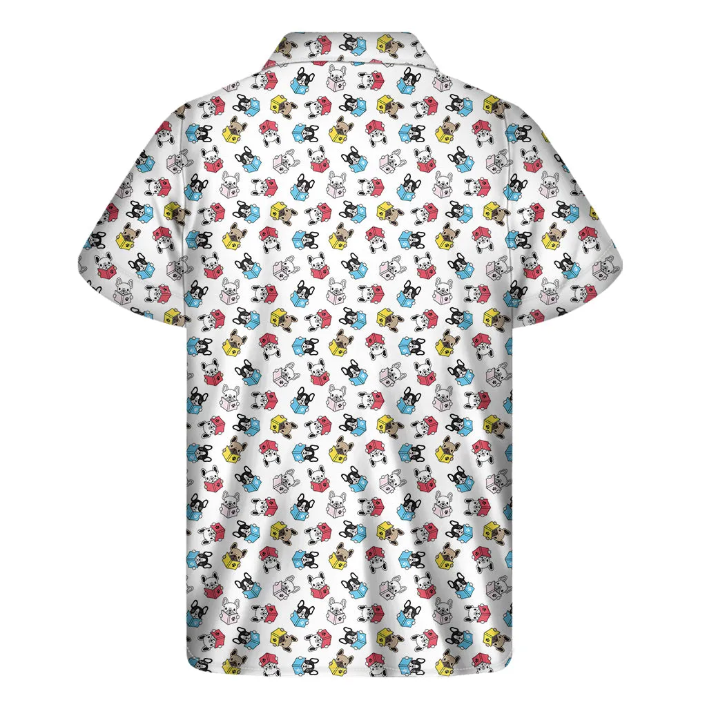 Hawaiian Men's French Bulldog Reading Book Print Short Sleeve Shirt