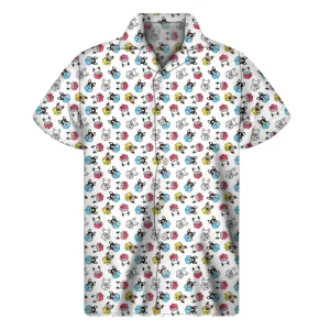 Hawaiian Men's French Bulldog Reading Book Print Short Sleeve Shirt