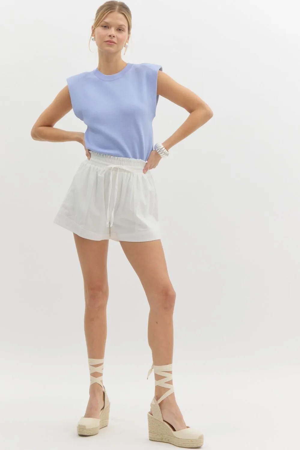 High Waisted Frill Shorts {Off White}
