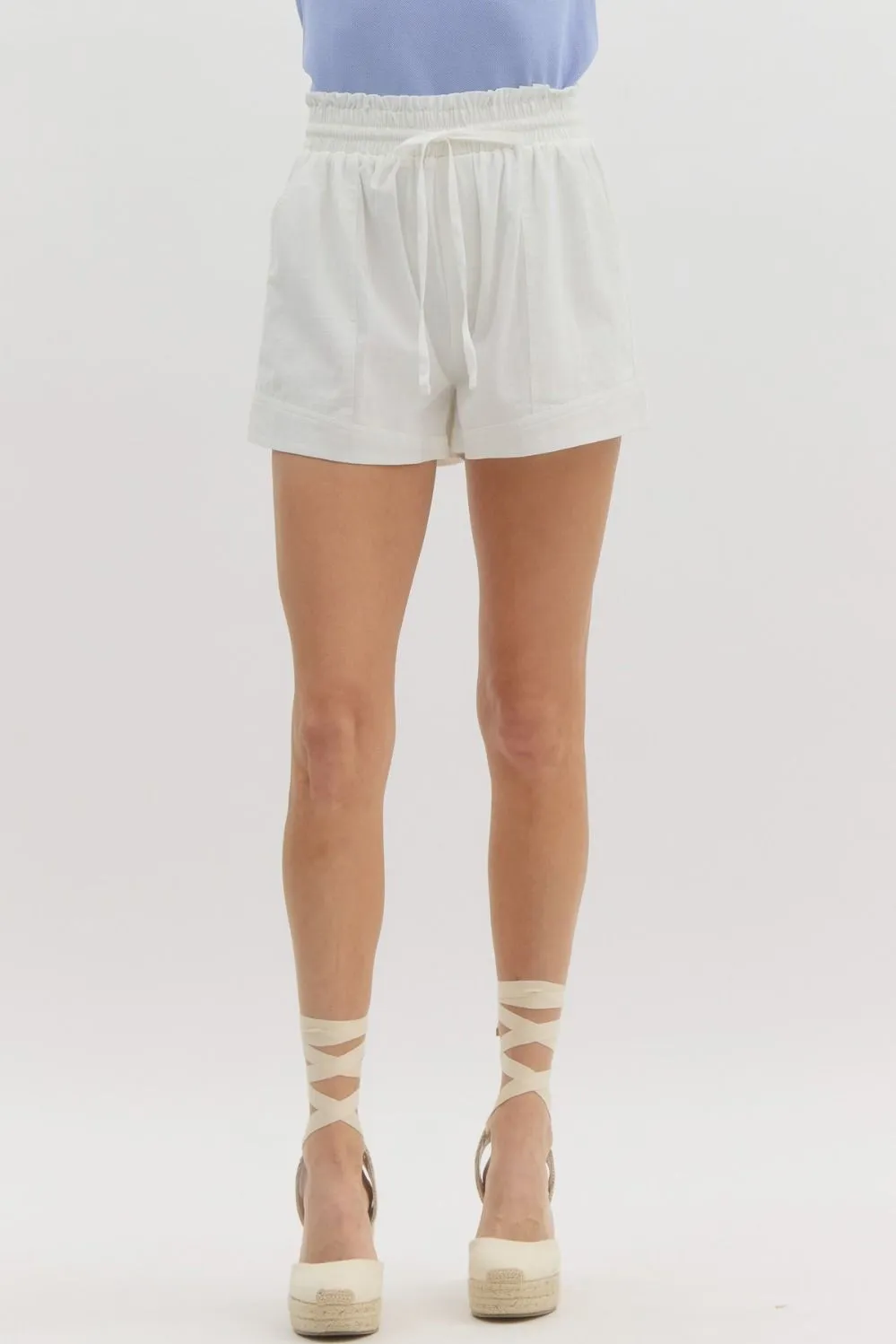 High Waisted Frill Shorts {Off White}