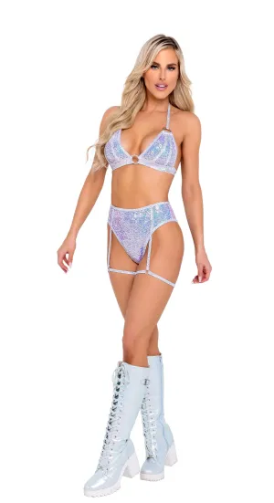 High-Waisted Sequin Shorts with Attached Garters