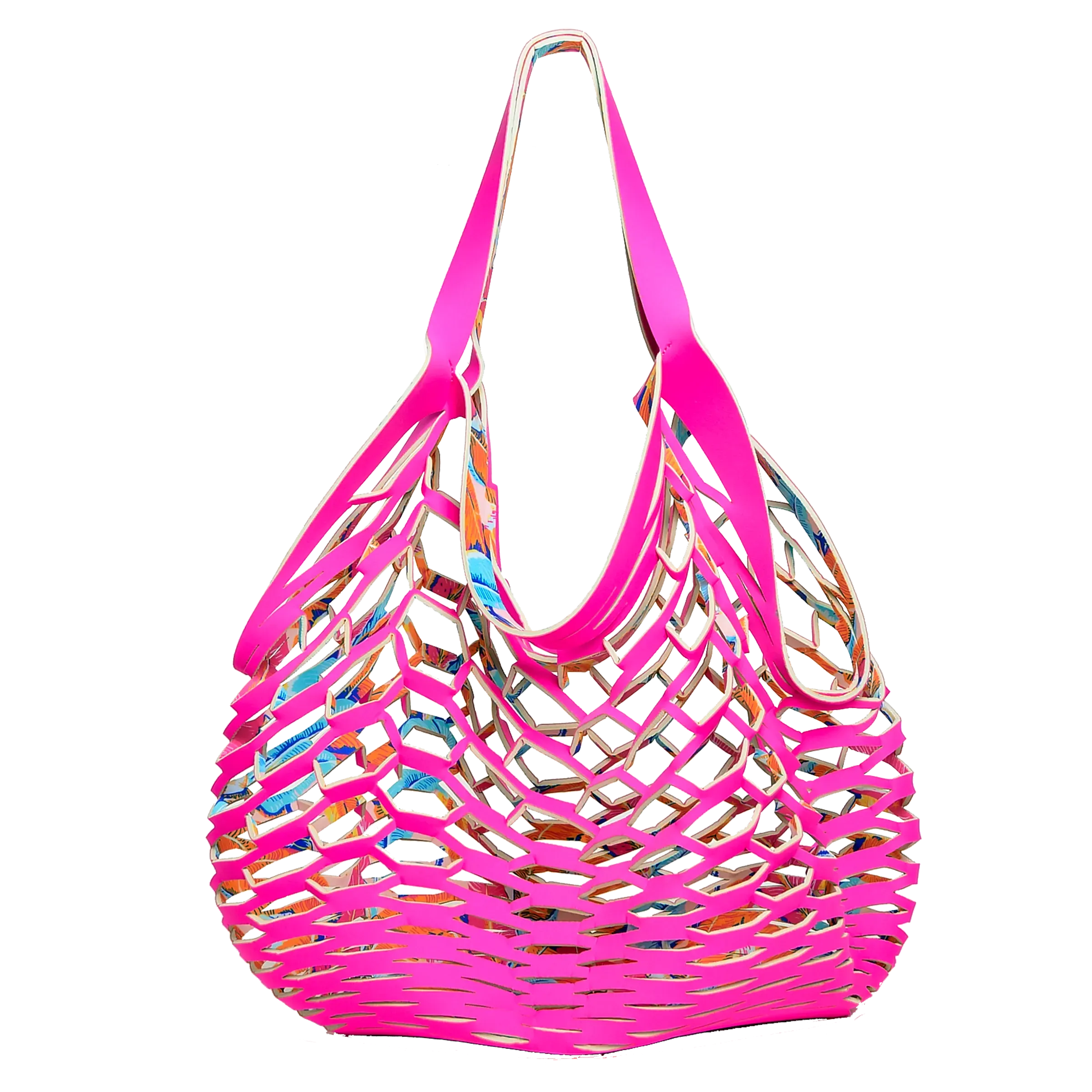HOT PINK/TROPICAL BANANA PALM - FISHERMANS TOTE