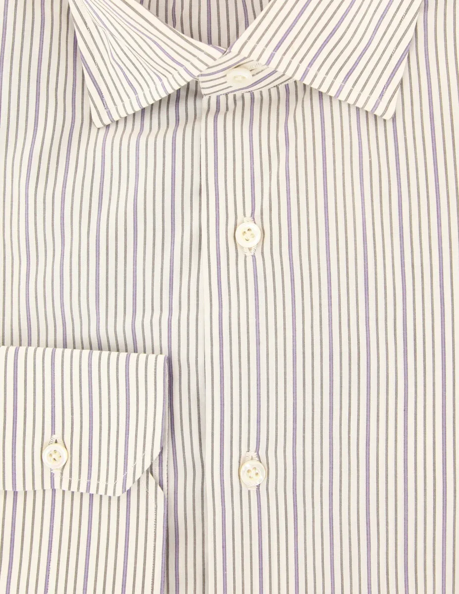 Isaia Purple Striped Shirt - Slim