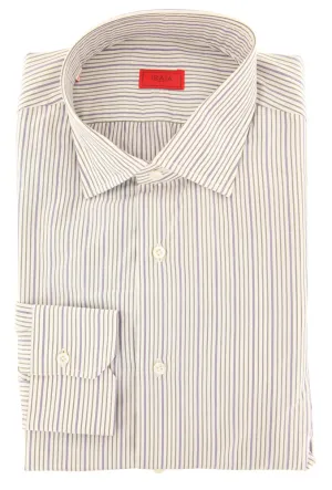 Isaia Purple Striped Shirt - Slim