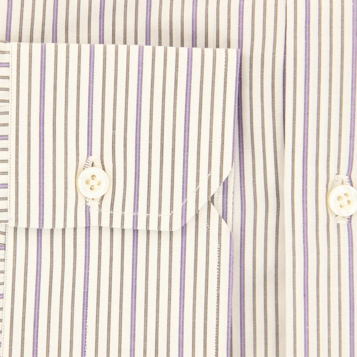 Isaia Purple Striped Shirt - Slim