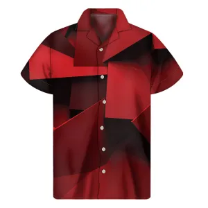 Island Chic: Red Geometric Print Hawaiian Short Sleeve Shirt