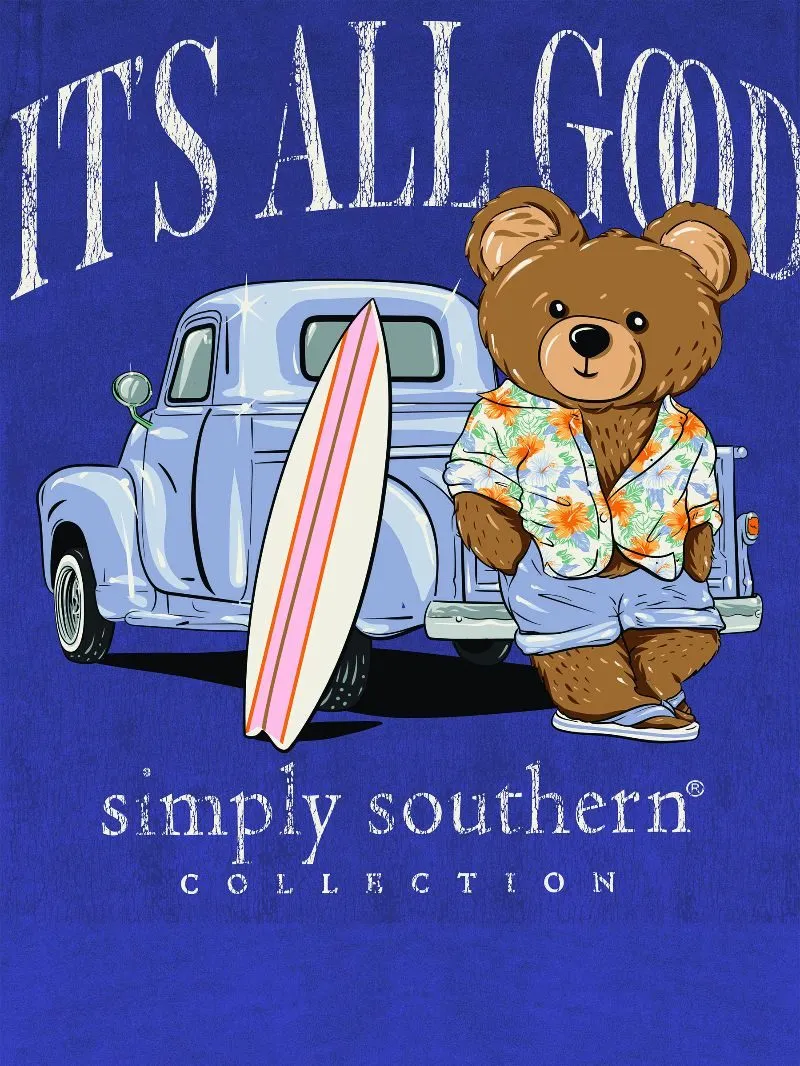 'It's All Good' Teddy Mineral Wash Short Sleeve Tee by Simply Southern (Ships Mid-March)