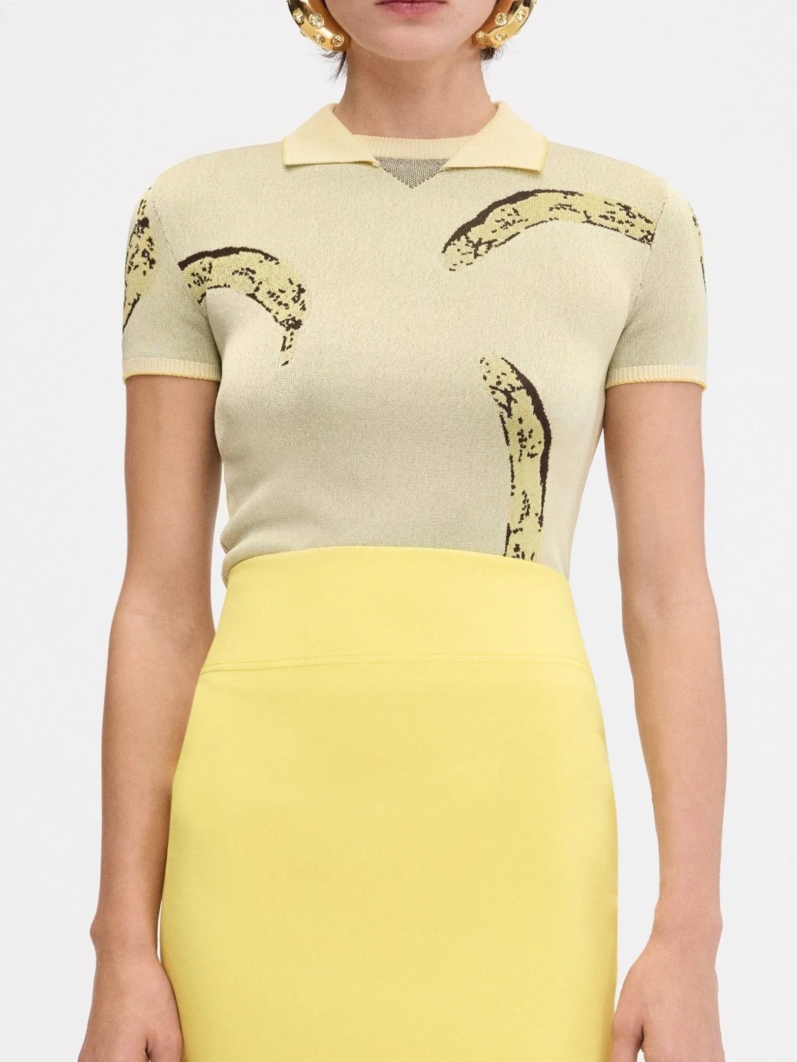 Jacquemus Le Polo Marino in Banana Jacquard Yellow