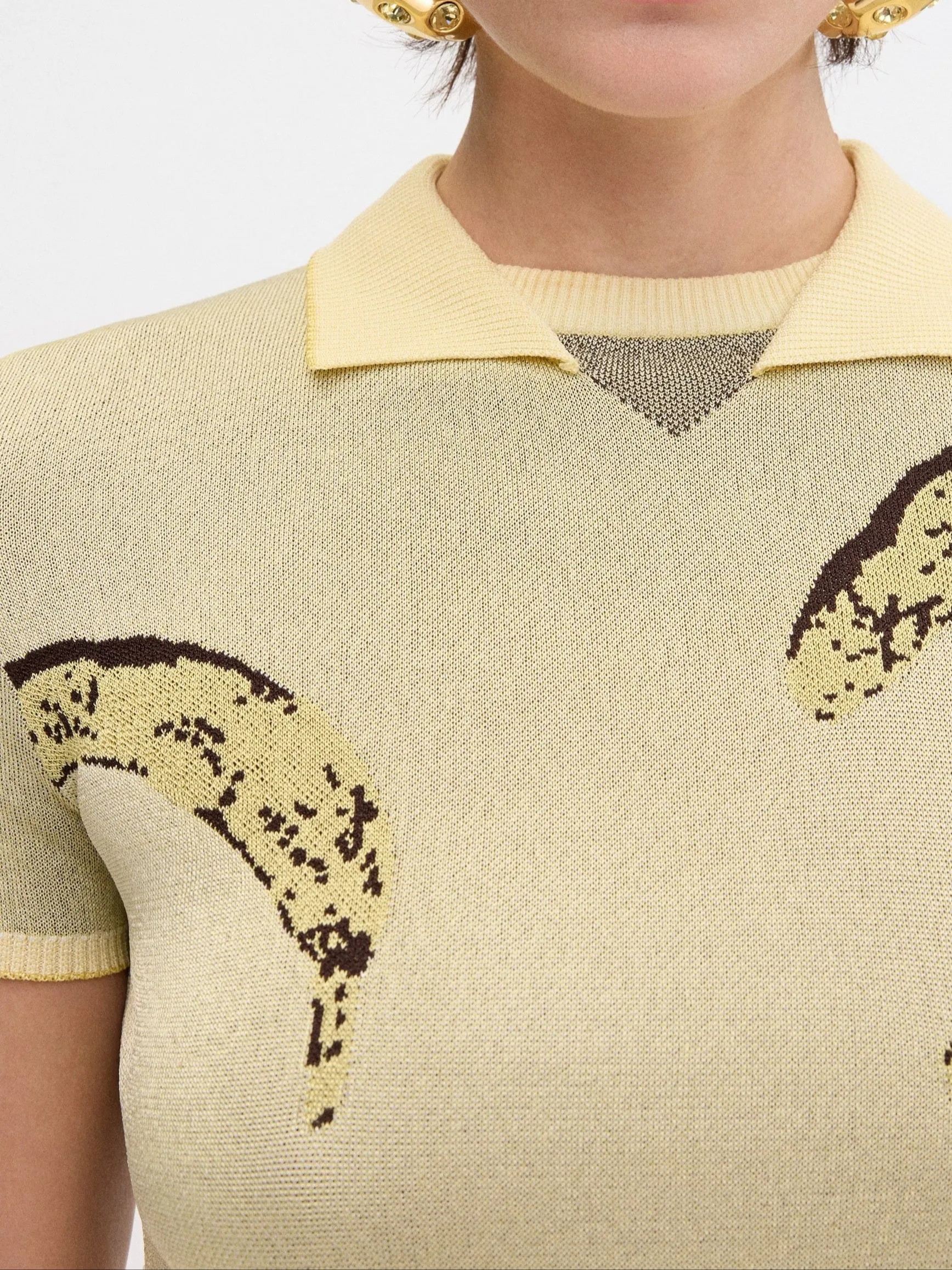 Jacquemus Le Polo Marino in Banana Jacquard Yellow