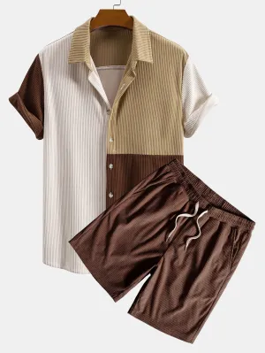 Junípero® | Colorblock Button Up Corduroy Shirt & Corduroy Drawstring Shorts