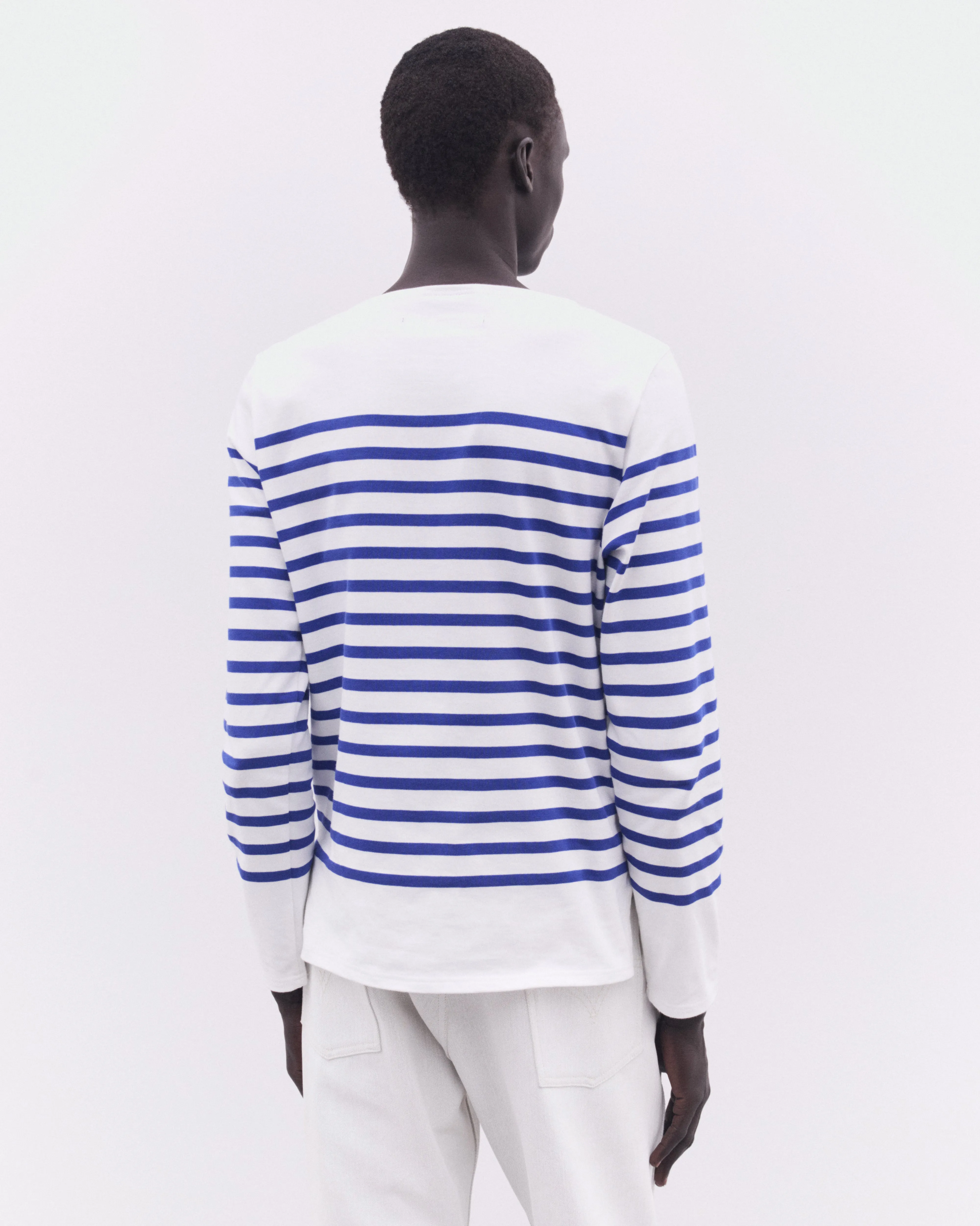 Junya Watanabe MAN - Saint James Multi Fabric Sailor Striped L/S T-Shirt - (White/Blue)