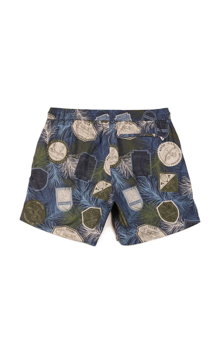 KATAMA Men's Emerson Swim Trunks, Navy Destination Print, X-Large