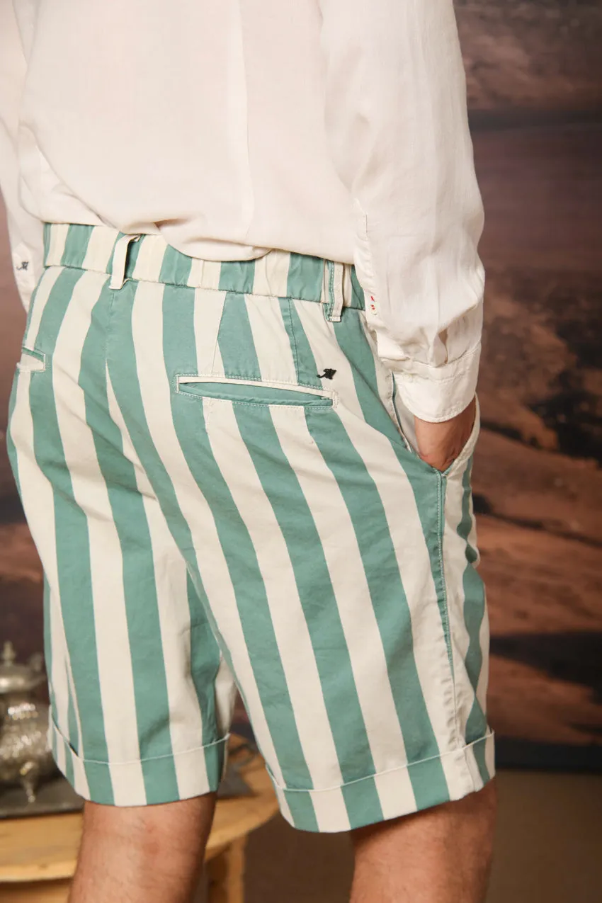 Khinos M74 men's chino bermuda shorts in striped cotton canvas regular fit