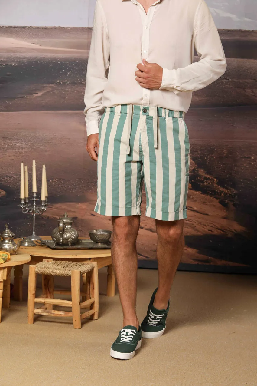 Khinos M74 men's chino bermuda shorts in striped cotton canvas regular fit