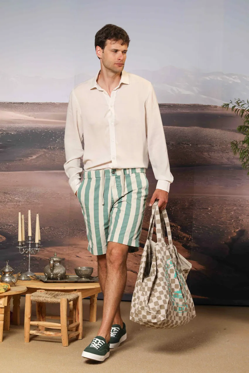 Khinos M74 men's chino bermuda shorts in striped cotton canvas regular fit