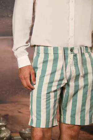 Khinos M74 men's chino bermuda shorts in striped cotton canvas regular fit