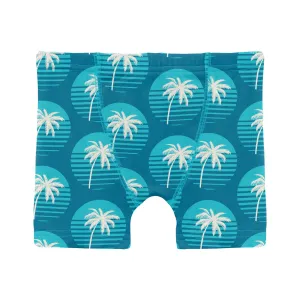 KicKee Pants Cerulean Blue Palm Tree Sun Boys Boxer Brief