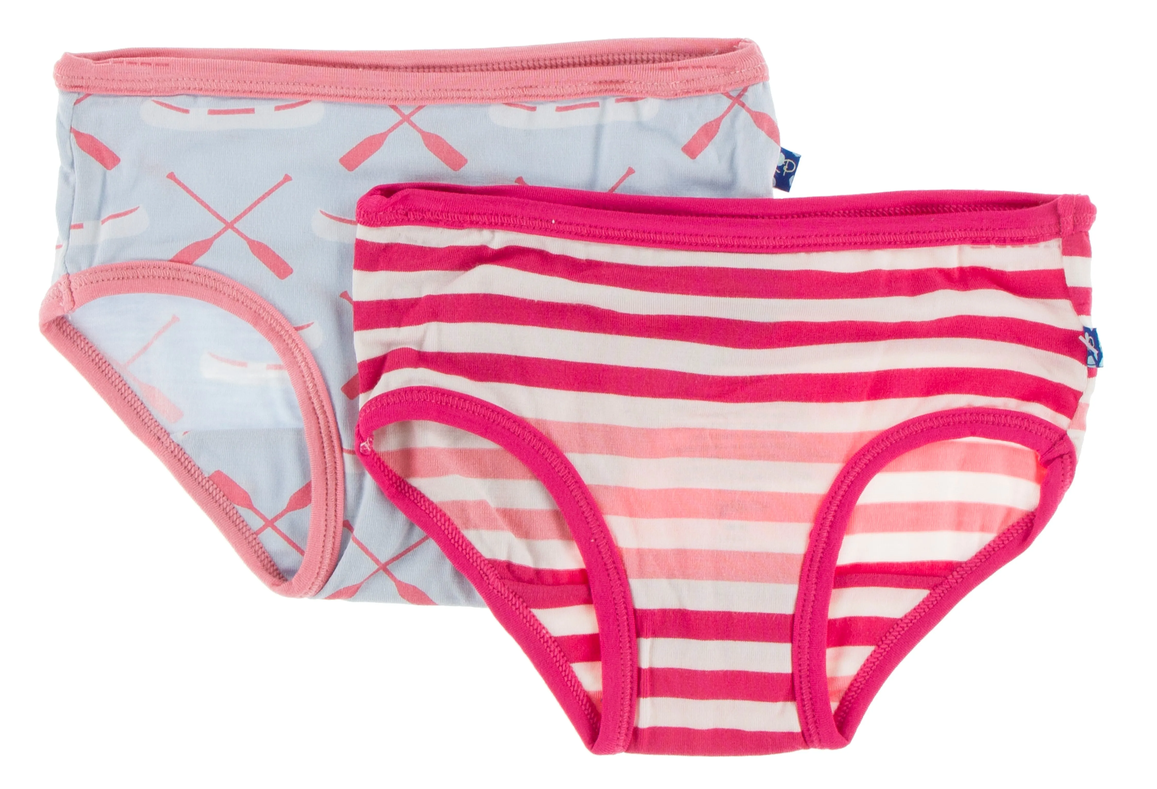 KicKee Pants Dew Paddles and Canoe & Forest Fruit Stripe Girls Underwear Set