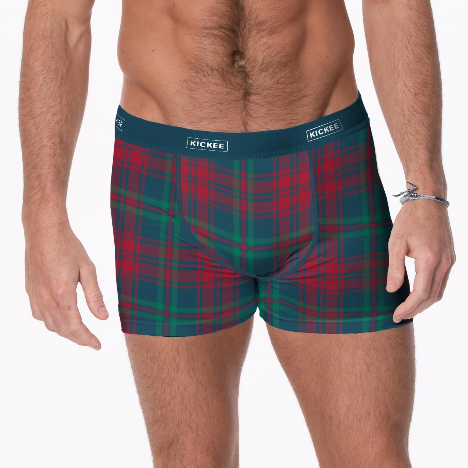 Kickee Pants Peacock Plaid Print Men's Boxer Brief