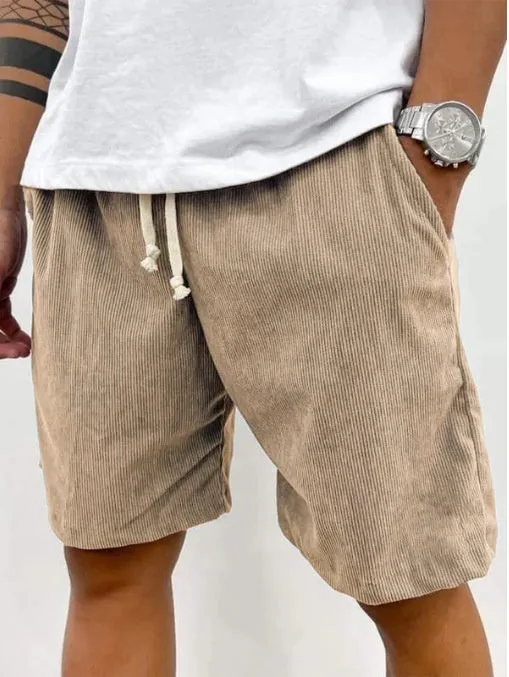 Lace-up Corduroy Men's Shorts Casual Pants