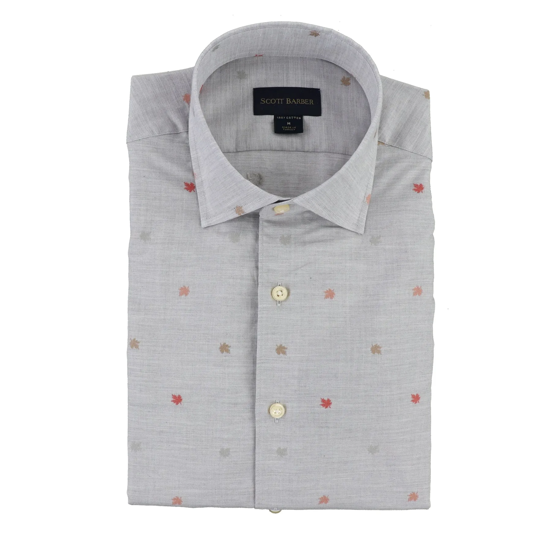 Leaf Jacquard Sport Shirt in Grey