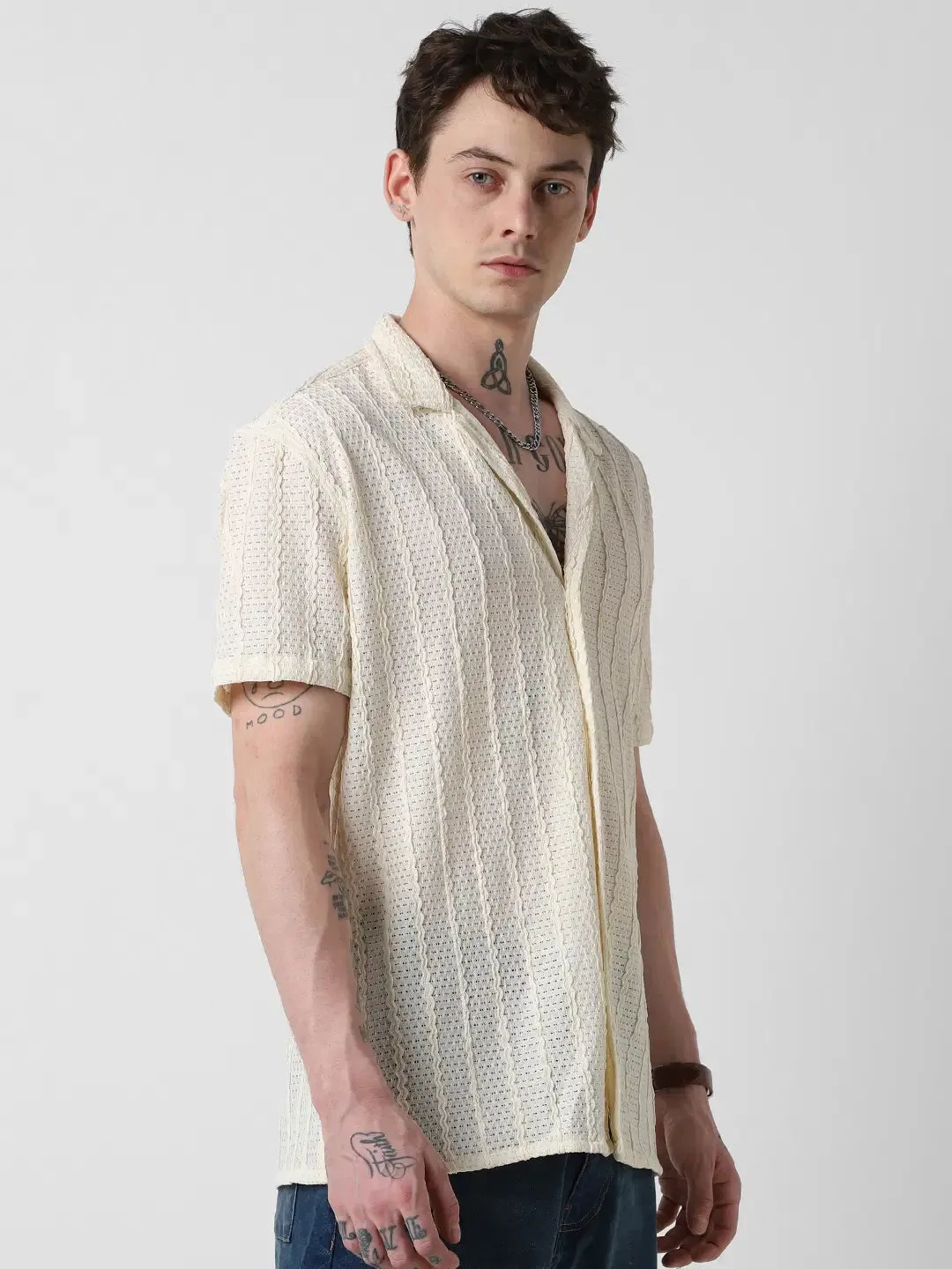 Lexus - Eyelet Button Down Knit Shirt