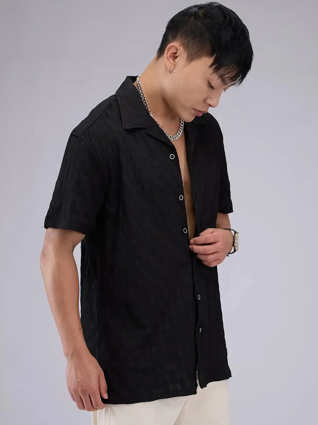 Lexus - Eyelet Button Down Knit Shirt