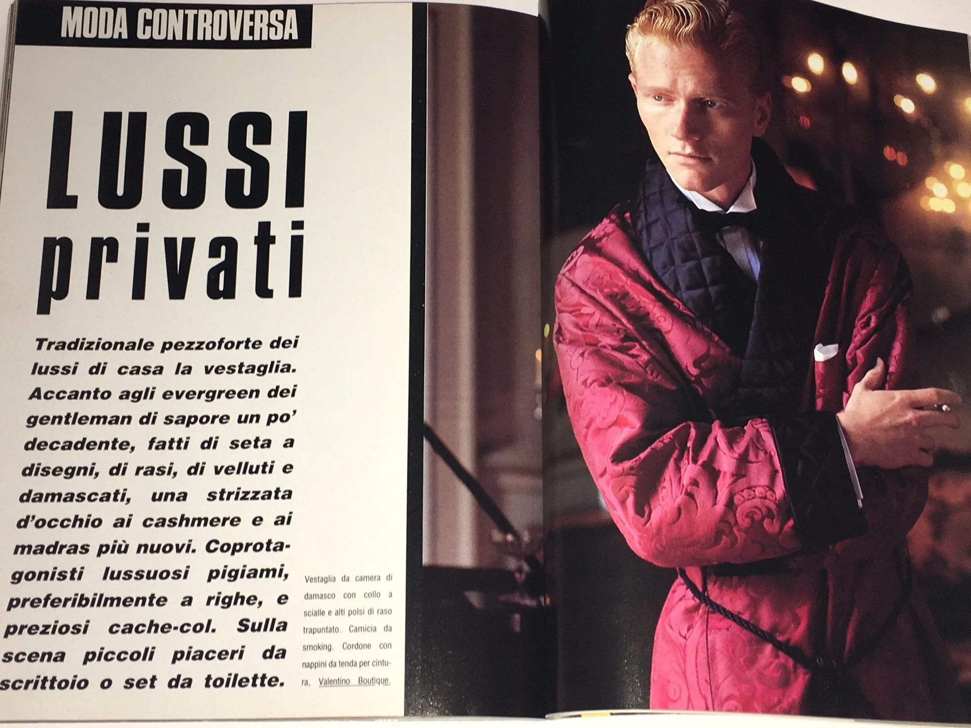 LINEA UOMO September 1985 MEN'S Fashion Magazine TONI THORIMBERT Peter Gravelle