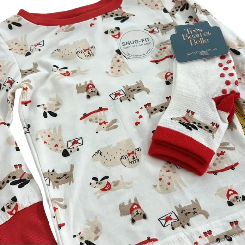 Love Letter Dogs Bamboo Pajama Set with Socks