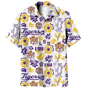 LSU Wes and Willy Mens Hawaiian Shirt With Classic LSU Logo