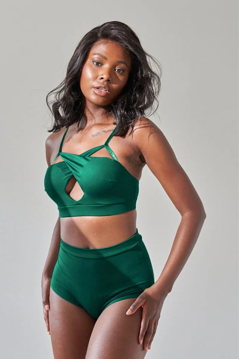 Lunalae High Waist Shorts - Recycled Moss Green