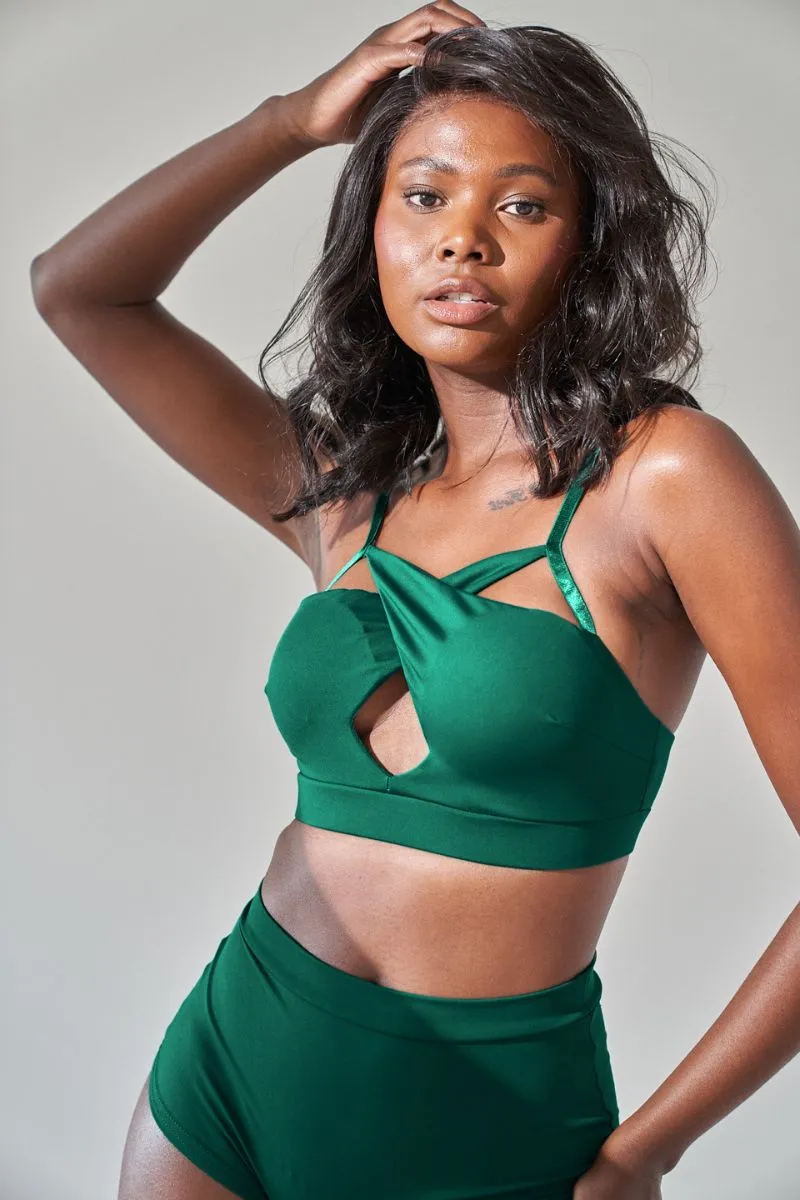 Lunalae High Waist Shorts - Recycled Moss Green