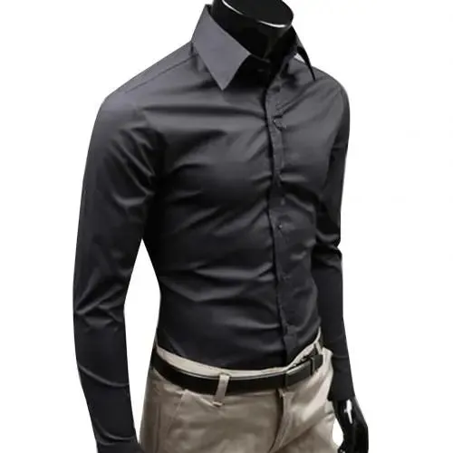 M - 5XL Business Men's Shirt Casual Elegant Work Shirt Solid Color Long Sleeve Buttons Down Slim Plus Size Shirt рубашка camisa