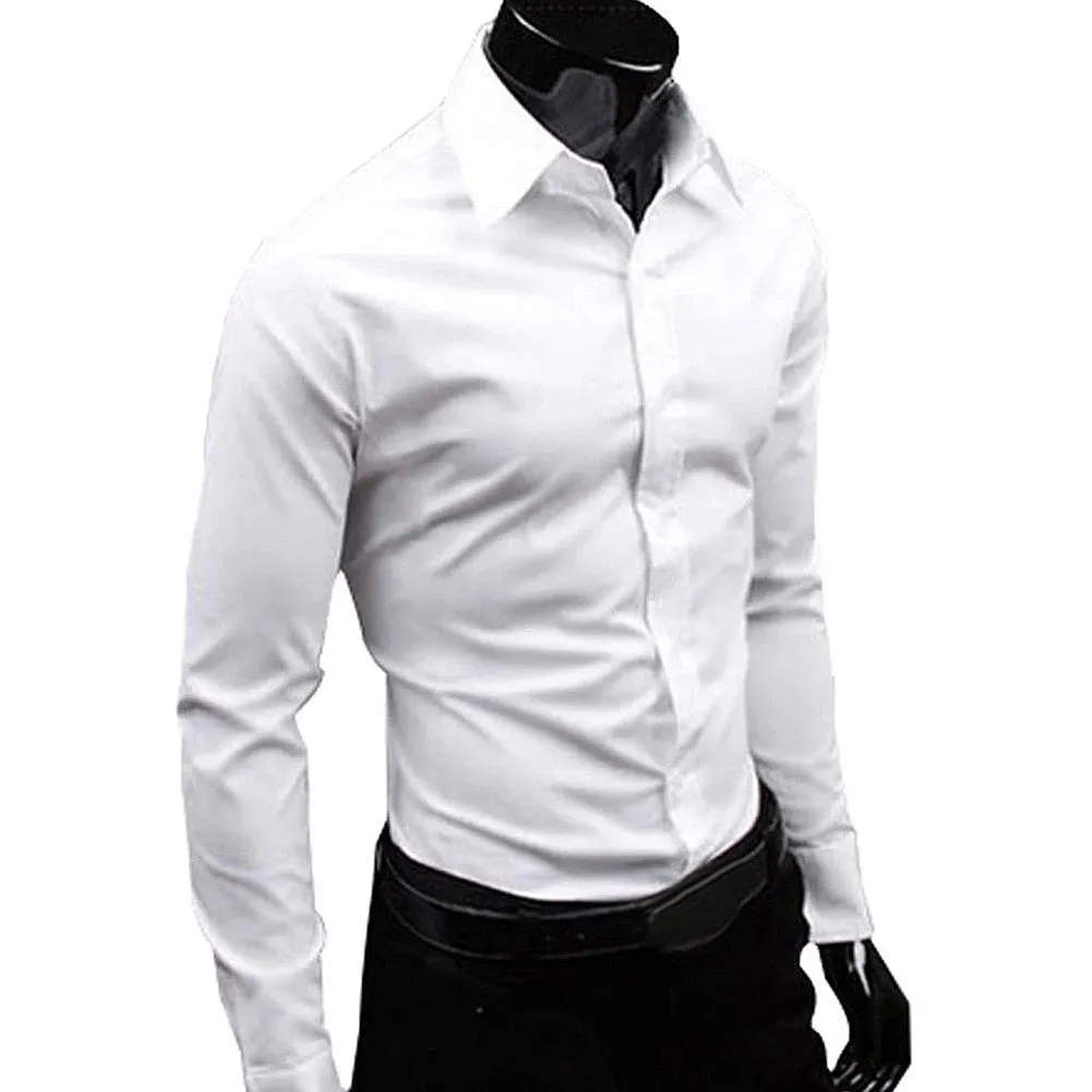 M - 5XL Business Men's Shirt Casual Elegant Work Shirt Solid Color Long Sleeve Buttons Down Slim Plus Size Shirt рубашка camisa