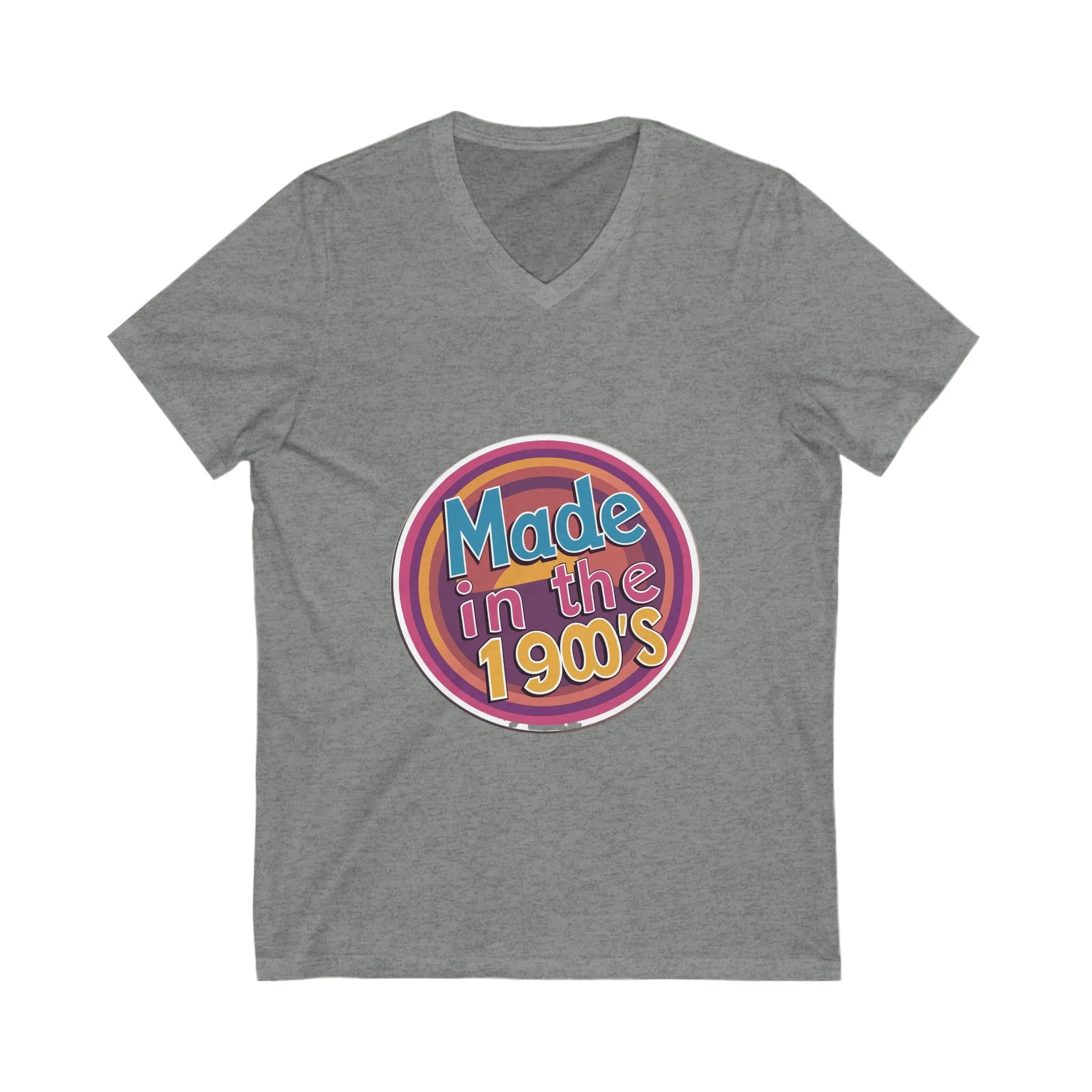 Made in the 1900's Retro V-Neck T-Shirt | Vintage Birthday Design | Neon Circle Pride