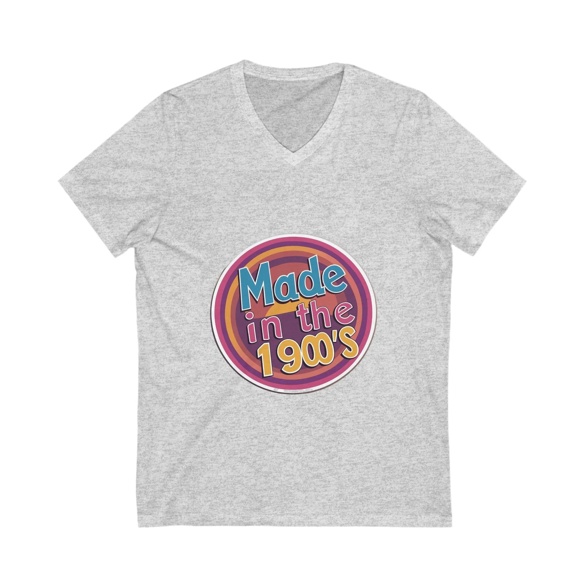 Made in the 1900's Retro V-Neck T-Shirt | Vintage Birthday Design | Neon Circle Pride
