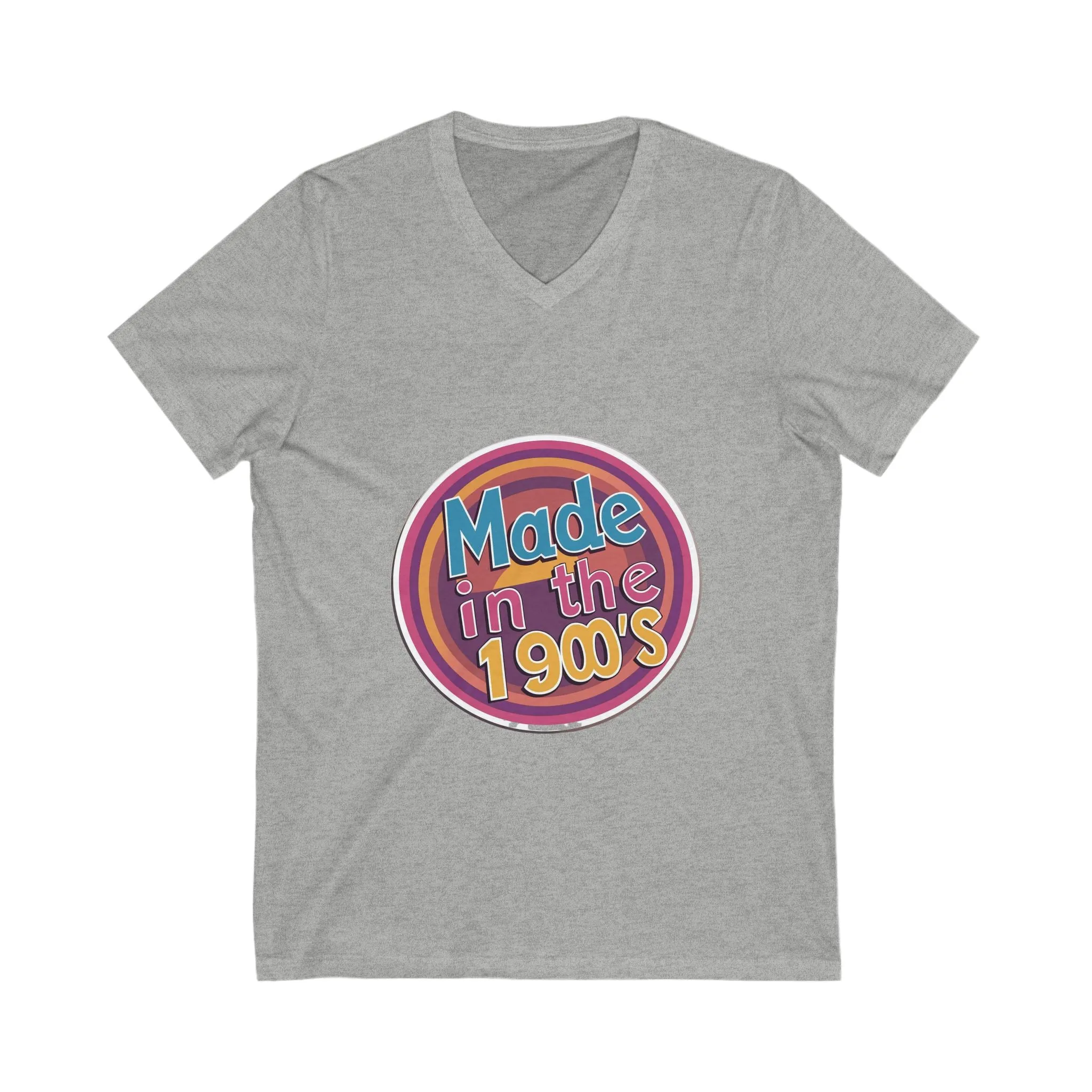 Made in the 1900's Retro V-Neck T-Shirt | Vintage Birthday Design | Neon Circle Pride