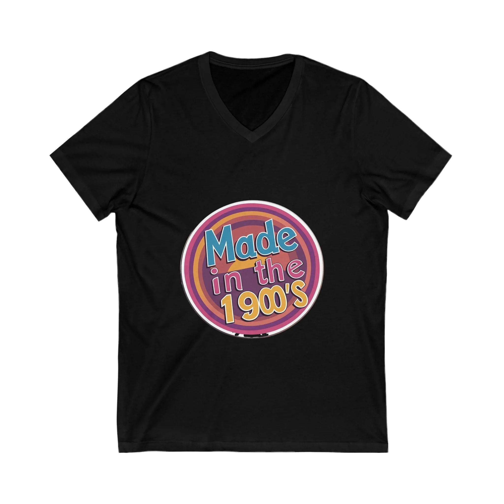 Made in the 1900's Retro V-Neck T-Shirt | Vintage Birthday Design | Neon Circle Pride