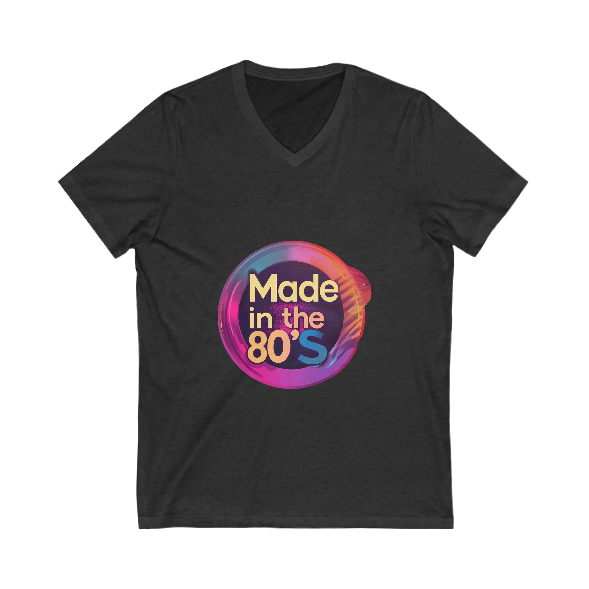 Made in the 80s Retro V-Neck | Neon Birthday Celebration Tee