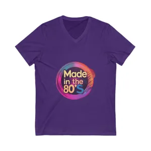 Made in the 80s Retro V-Neck | Neon Birthday Celebration Tee