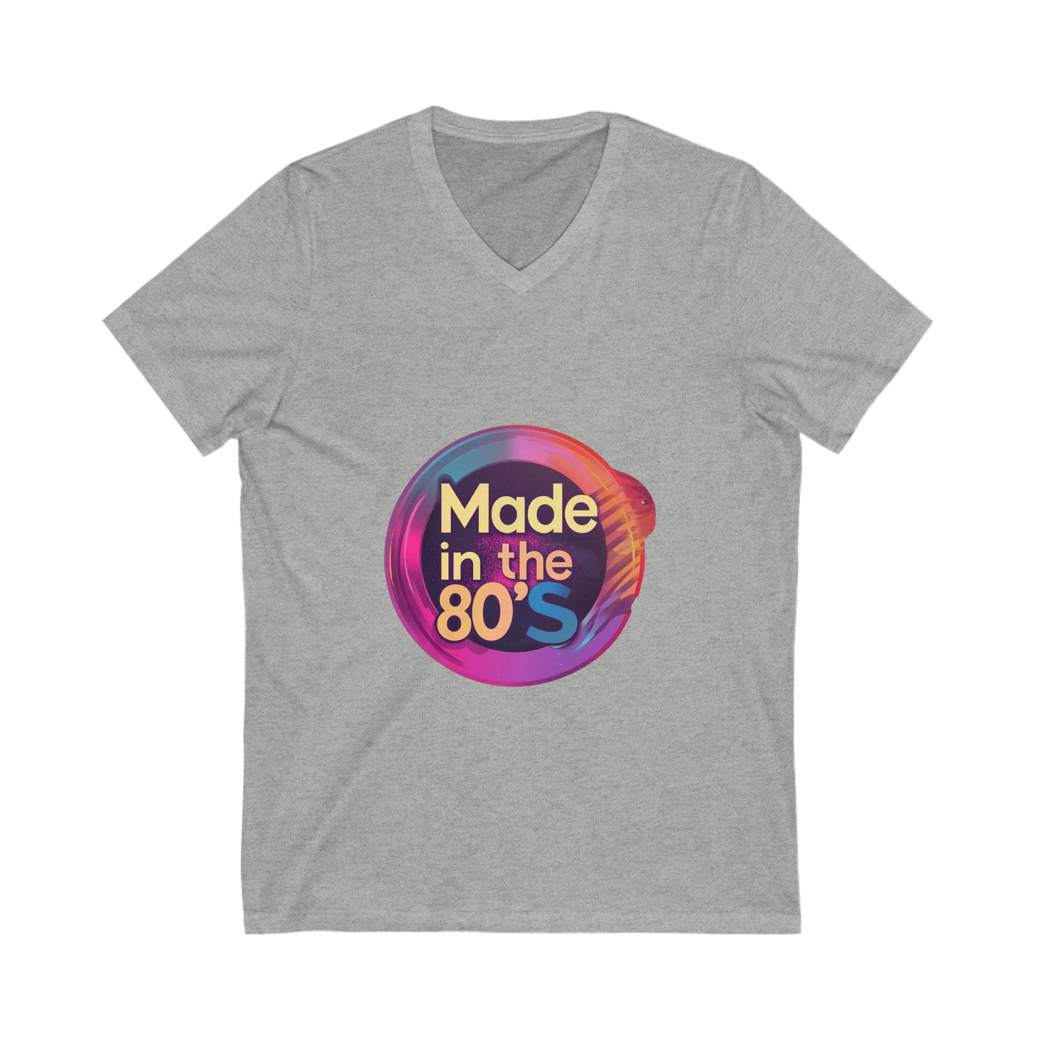 Made in the 80s Retro V-Neck | Neon Birthday Celebration Tee