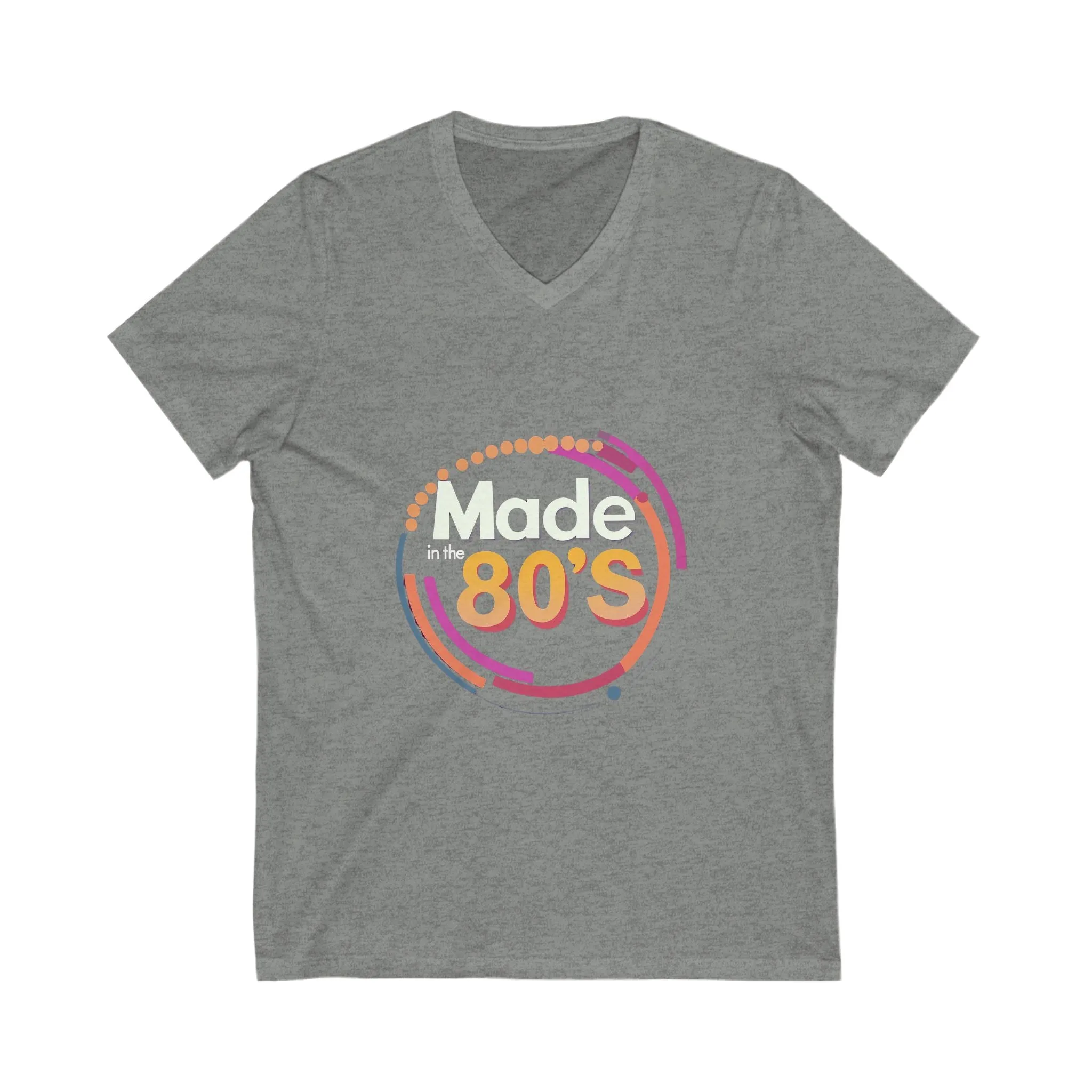 Made in the 80's Retro V-Neck T-Shirt | Vintage Birthday Gift | Neon Circle Design