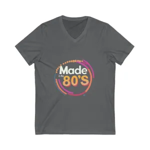 Made in the 80's Retro V-Neck T-Shirt | Vintage Birthday Gift | Neon Circle Design