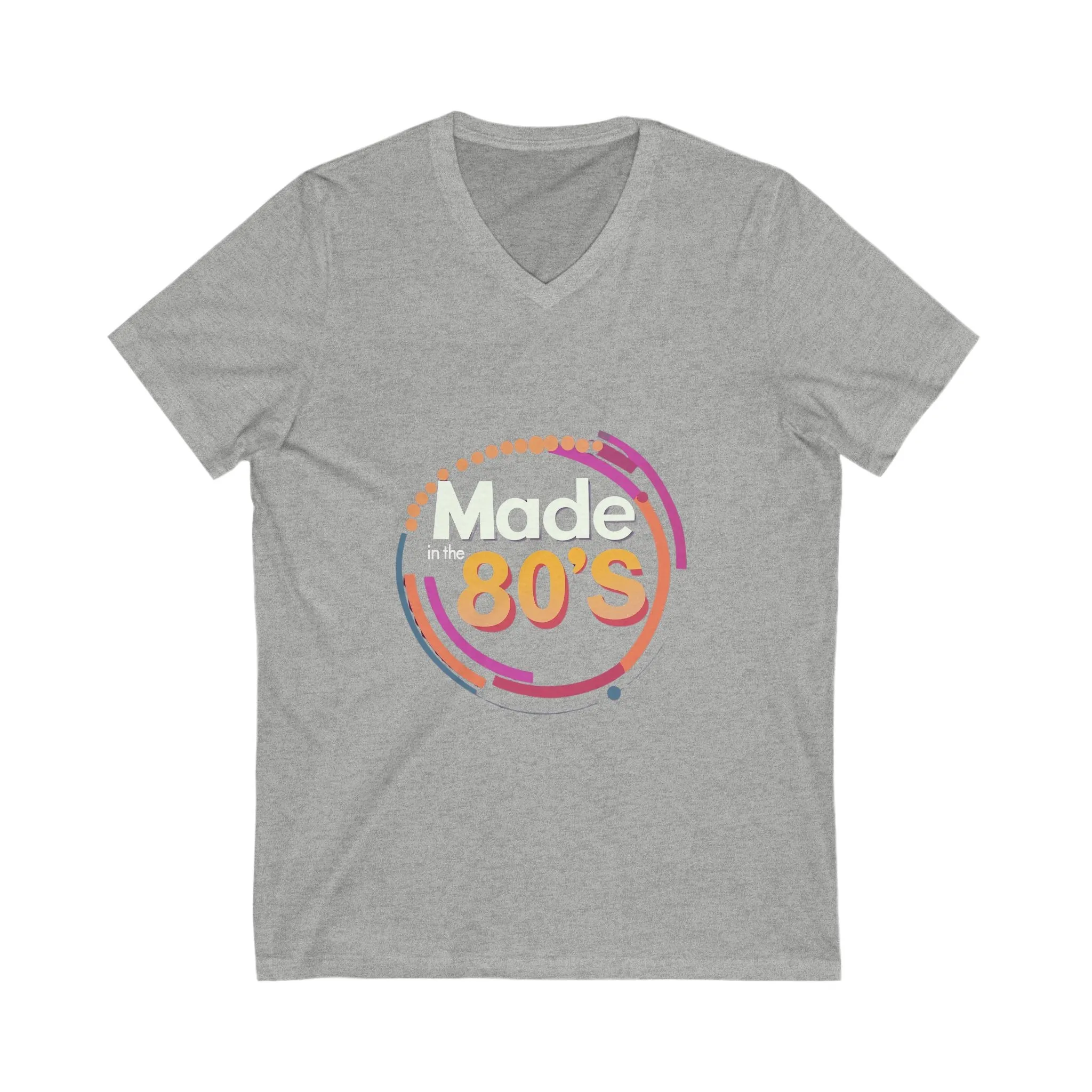 Made in the 80's Retro V-Neck T-Shirt | Vintage Birthday Gift | Neon Circle Design
