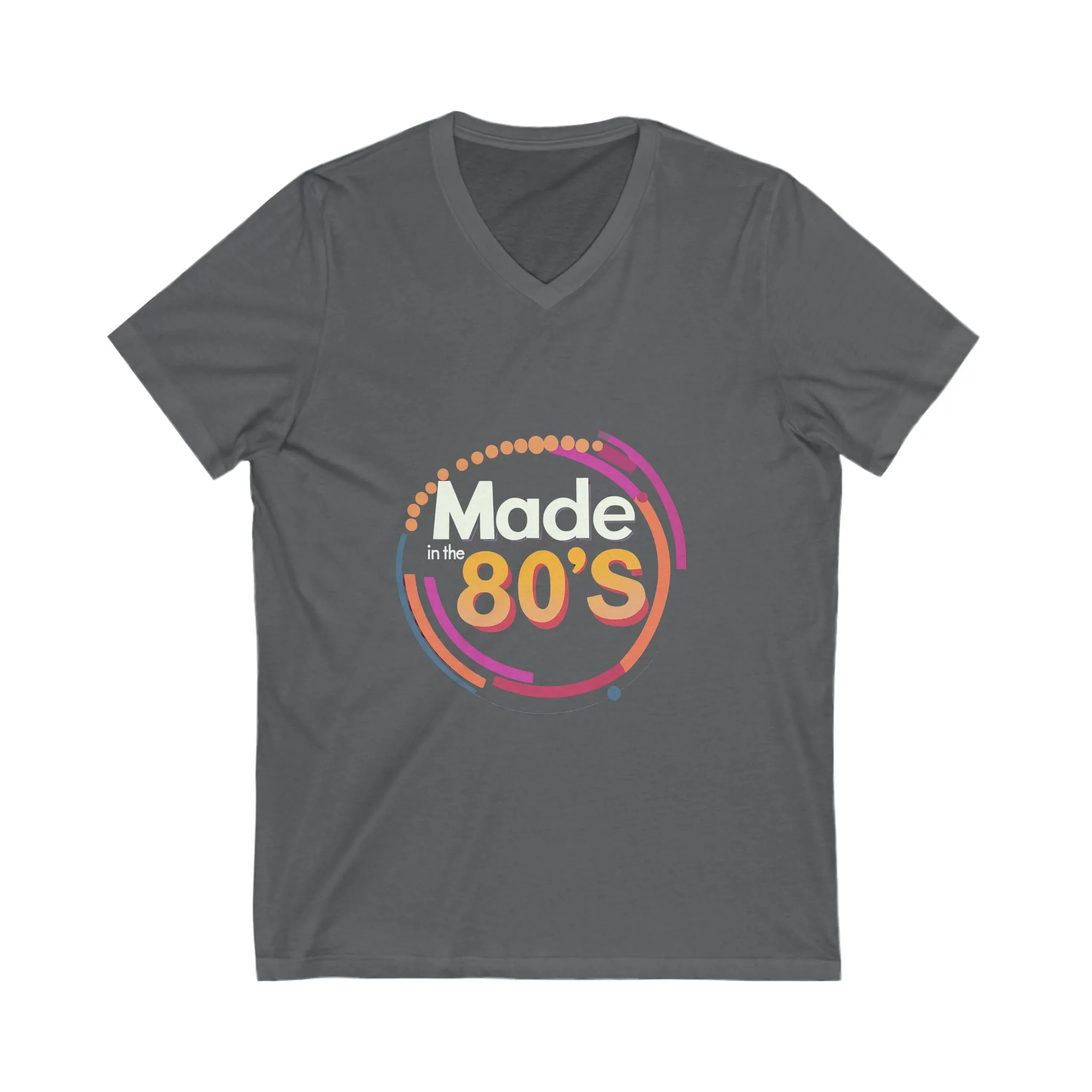 Made in the 80's Retro V-Neck T-Shirt | Vintage Birthday Gift | Neon Circle Design