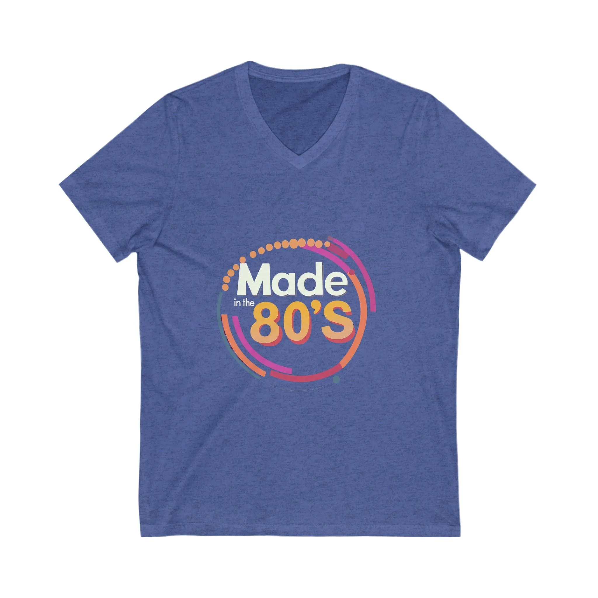 Made in the 80's Retro V-Neck T-Shirt | Vintage Birthday Gift | Neon Circle Design