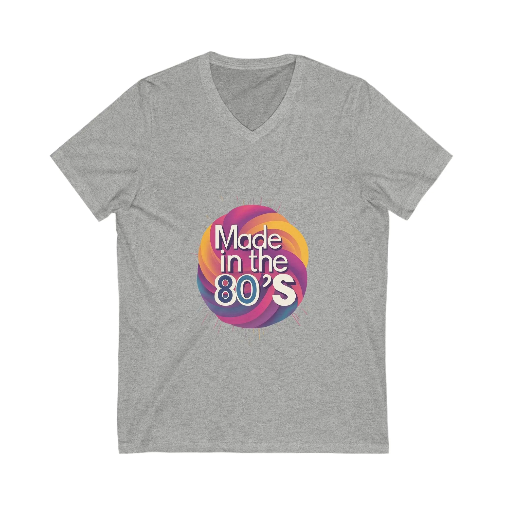 Made in the 80's Retro V-Neck T-Shirt | Vintage Neon Circle Design