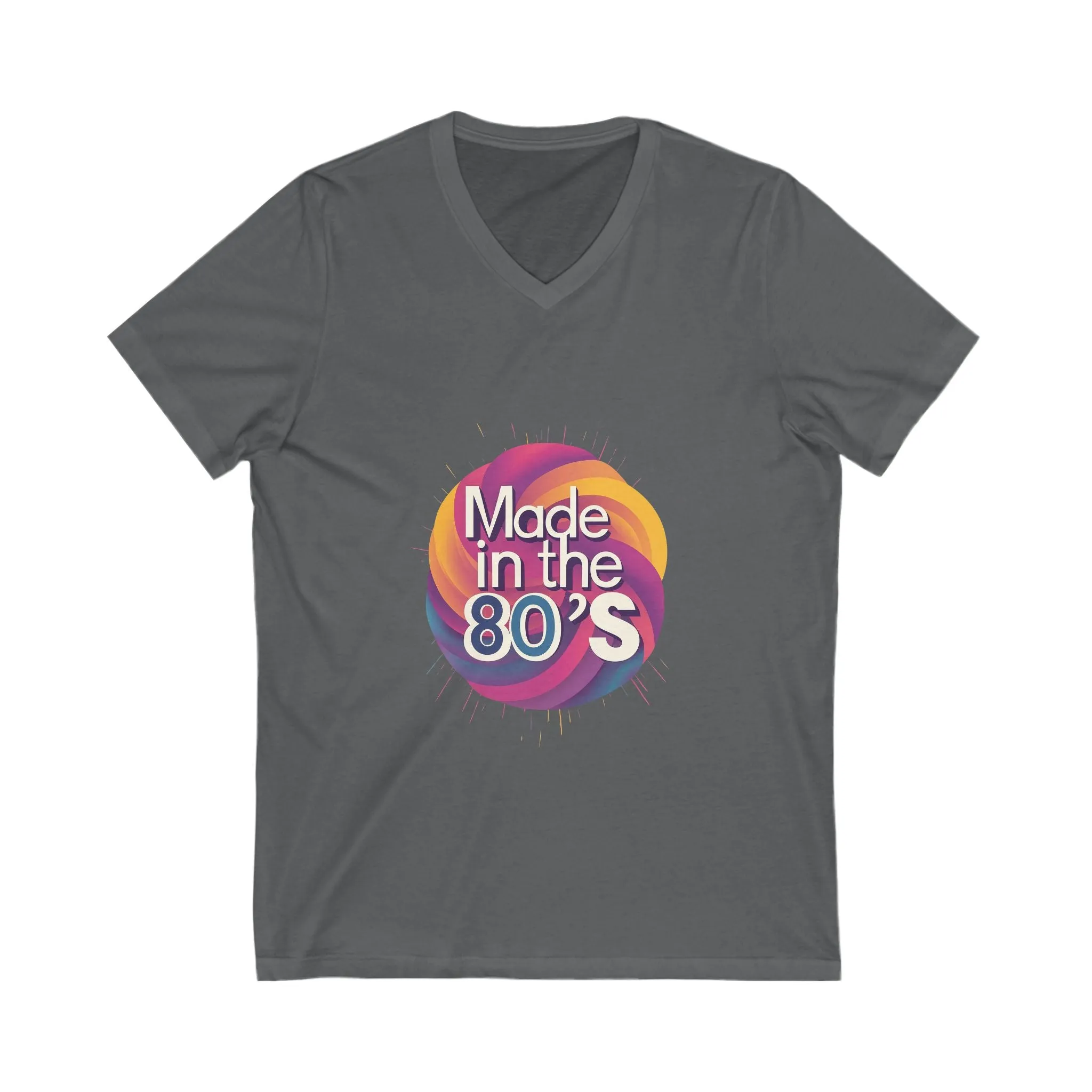 Made in the 80's Retro V-Neck T-Shirt | Vintage Neon Circle Design