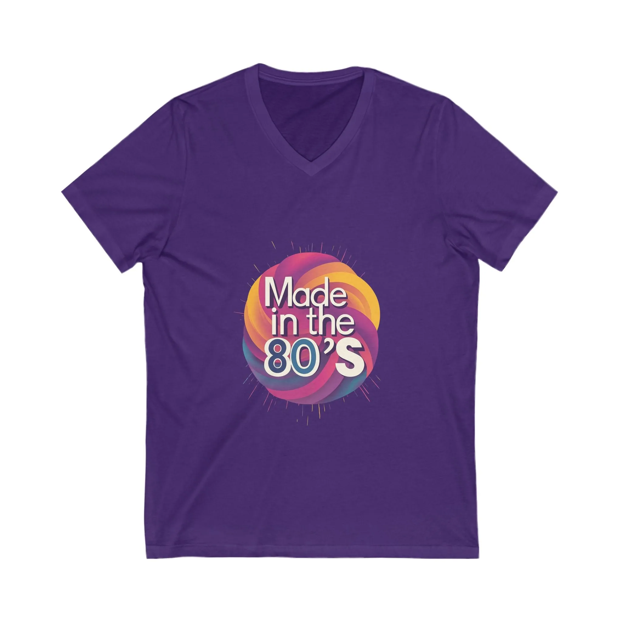 Made in the 80's Retro V-Neck T-Shirt | Vintage Neon Circle Design
